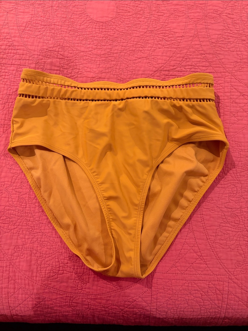 Time and Tru high rise bikini bottom, in a deep yellow - size large (10-14)